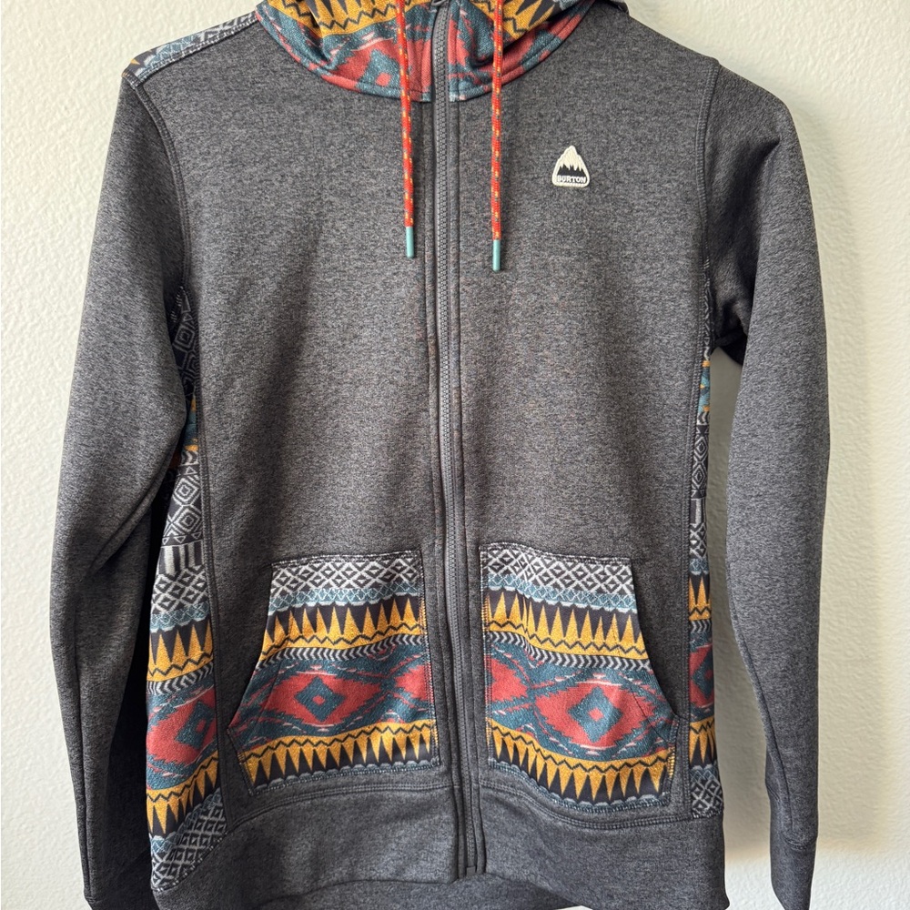 Burton Gray and Multicolor Zip-Up Sweater